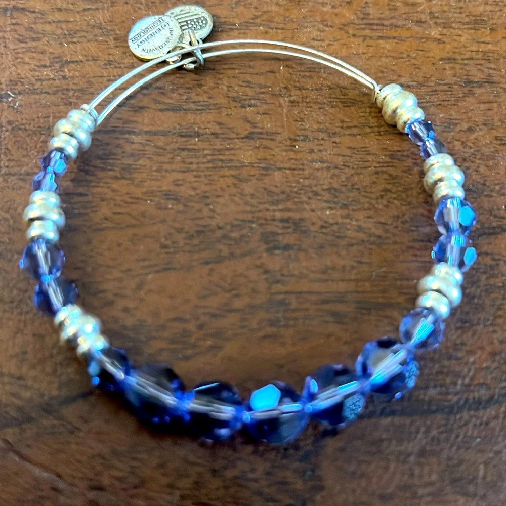 Alex and Ani Purple/Silver Swarovski beaded bracelet